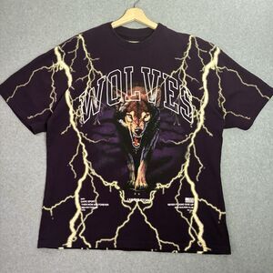 Vintage Duke Sport Wolves Club T-Shirt XL Lightning Graphic Purple Limited Ed